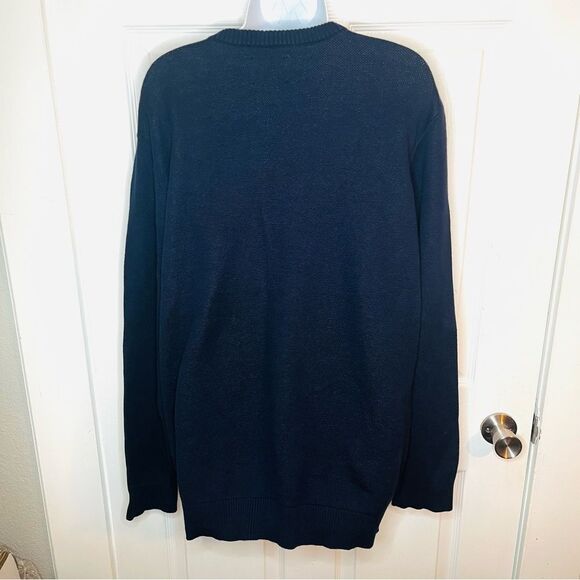 Lucky Brand Blue Cream Novelty Crew Sweater Buffalo Stars Americana Design XL - Picture 9 of 11